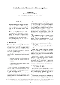 A Unified Account of the Semantics of Discourse Particles