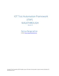 IOT Test Automation Framework (ITAF) WALKTHROUGH Revision 1.0