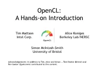 Opencl: a Hands-On Introduction