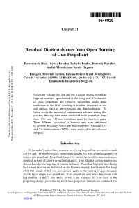 Residual Dinitrotoluenes from Open Burning of Gun Propellant