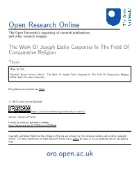 The Work of Joseph Estlin Carpenter in the Field of Comparative Religion