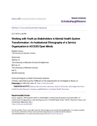 Working with Youth As Stakeholders in Mental Health System Transformation: an Institutional Ethnography of a Service Organization in ACCESS Open Minds