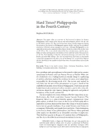 Hard Times? Philippopolis in the Fourth Century