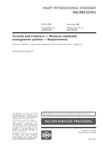 Iso/Dis 22301