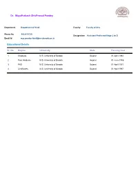 Mayaprakash Shivprasad Pandey Dr. Educational Details