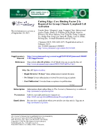 Core Binding Factor Β Is Required for Group 2 Innate Lymphoid Cell Activation