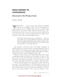 From Despair to Communion: Discernment in the Writings of Luke