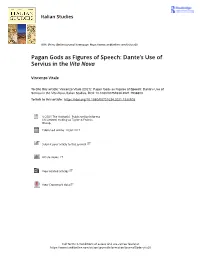 Pagan Gods As Figures of Speech: Dante's Use of Servius in the Vita Nova