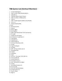 708 Game List (Vertical Monitor)