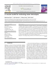 A Concise Model for Evaluating Water Electrolysis