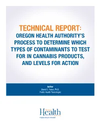 OHA 8964 Technical Report: Marijuana Contaminant Testing