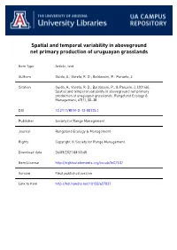Spatial and Temporal Variability in Aboveground Net Primary Production of Uruguayan Grasslands