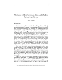 The Impact of Silver Alerts on an Older Adult's Right to Informational Privacy