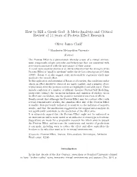 A Meta-Analysis and Critical Review of 14 Years of Proteus Eﬀect Research