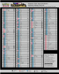 Darkness Ablaze Card List Use the Check Boxes Below to Keep Track of Your Pokémon TCG Cards!