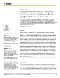 Development and Testing of a Standardized Method to Estimate Honeydew Production