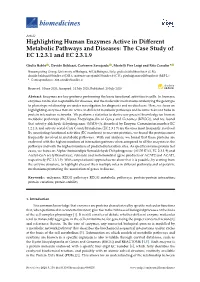 Highlighting Human Enzymes Active in Different Metabolic Pathways And