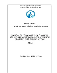 Nghiên Cứu Công Nghệ Flex, Ứng Dụng Xây Dựng Phần Mềm Quản Lý Trắc Nghiệm Cho Khoa Cntt Trường Đh Tdm