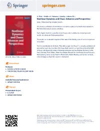 Nonlinear Dynamics and Chaos: Advances and Perspectives Series: Understanding Complex Systems