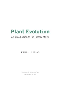 Plant Evolution an Introduction to the History of Life