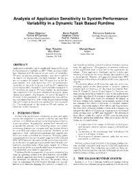 Analysis of Application Sensitivity to System Performance Variability in a Dynamic Task Based Runtime