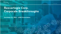 December 22, 2020 – AGM Presentation Forward Looking Statement