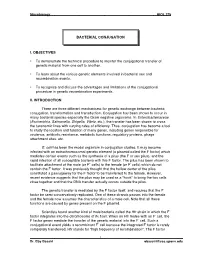 Lab Exercise 15: Bacterial Conjugation