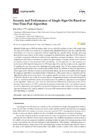 Security and Performance of Single Sign-On Based on One-Time Pad Algorithm