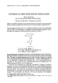 Synthesfs of SOME ISOQUINOLINE DERIVATIVES*