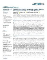 Assessing the Chemistry and Bioavailability of Dissolved Organic Matter from Glaciers and Rock Glaciers