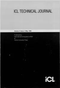ICL Technical Journal Volume 8 Issue 3