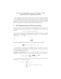 Topics in Representation Theory: the Metaplectic Representation 1 the Bargmann-Fock Representation