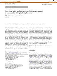Behavioral Suites Mediate Group-Level Foraging Dynamics in Communities of Tropical Stingless Bees