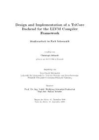 Design and Implementation of a Tricore Backend for the LLVM Compiler Framework