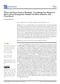Everything You Wanted to Know About Transgender Studies but Were Afraid to Ask Clara Reeve