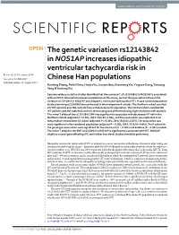 The Genetic Variation Rs12143842 in NOS1AP Increases Idiopathic