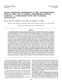 VISUAL RESPONSE PROPERTIES in the TECTORECIPIENT ZONE of the CAT’S LATERAL POSTERIOR-PULVINAR COMPLEX: a COMPARISON with the SUPERIOR Colliculusl