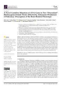 A Novel Germline Mutation of ADA2 Gene In