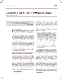 Antisemitism and the History of Myasthenia Gravis Stanley Freedman Phd MB FRCP*