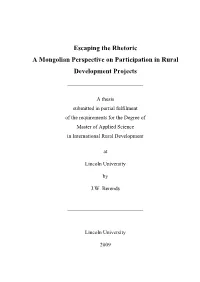Escaping the Rhetoric: a Monglian Perspective on Participation in Rural