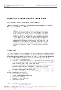 Open Data – an Introduction to the Issue