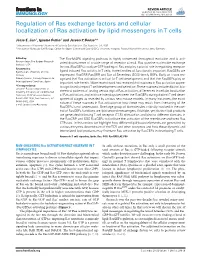 Regulation of Ras Exchange Factors and Cellular Localization of Ras Activation by Lipid Messengers Int Cells