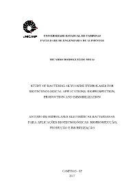 Study of Bacterial Glycoside Hydrolases for Biotechnological Applications: Bioprospection, Production and Immobilization