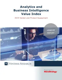 Ventana Research Value Index Analytics and Business Intelligence