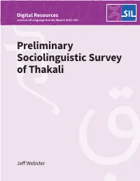 A Preliminary Sociolinguistic Survey of Thakali