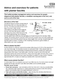 Advice and Exercises for Patients with Plantar Fasciitis