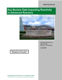 Key Nuclear Data Impacting Reactivity in Advanced Reactors