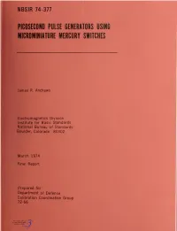 Picosecond Pulse Generators Using Microminiature Mercury Switches