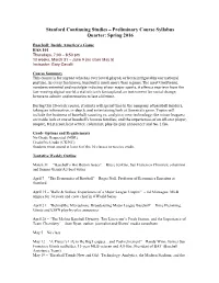 Preliminary Course Syllabus Quarter: Spring 2016