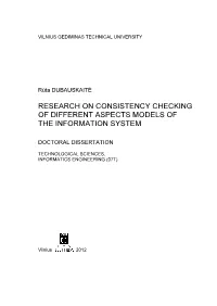 Research on Consistency Checking of Different Aspects Models of the Information System